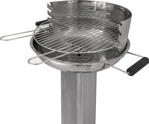 Barbecue a carbonella in acciaio inox - Barbecue a colonna - Resistente alle intemperie - Griglia cromata regolabile in altezza - Vassoio raccogli cenere - Valvola di ventilazione - Accensione piezoelettrica - Blu