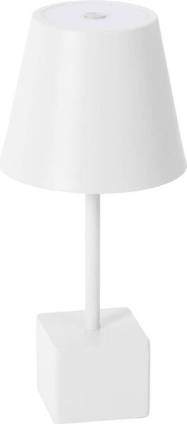 Lindby Lampada da tavolo ricaricabile a LED Janea CUBE, bianco, metallo