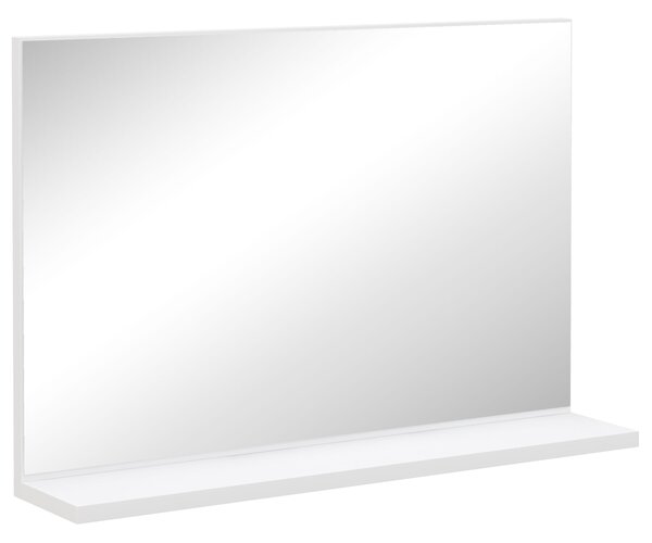 Kleankin Specchio Bagno da Parete con Mensola Design Moderno e Multiuso, 60x12x40 cm, Bianco