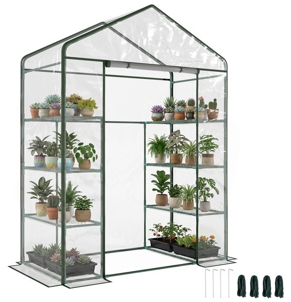 Outsunny Serra da Giardino con Porta Avvolgibile, in Acciaio e PVC Trasparente, per balcone, patio, terrazza, 143x73x195cm | Aosom Ita