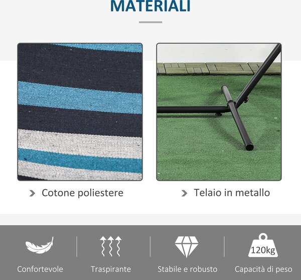 Outsunny Amaca Autoportante con Supporto, Altezza Regolabile e Borsa di Trasporto, 310x117x105 cm, Bianco | Aosom Italy