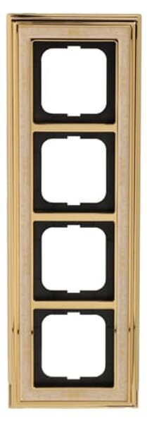 Busch-Jaeger 1724-836 Cornice di copertura, quadrupla, in ottone lucido, finitura bianco avorio