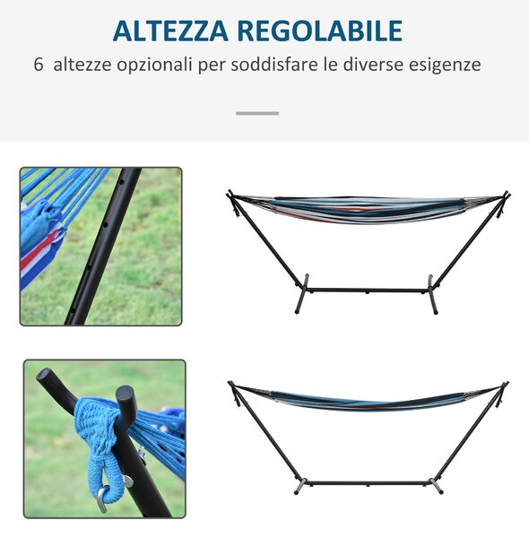 Outsunny Amaca Autoportante con Supporto, Altezza Regolabile e Borsa di Trasporto, 310x117x105 cm, Bianco | Aosom Italy