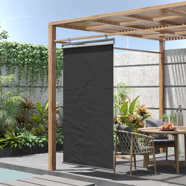 Outsunny Store esterno verticale manuale retrattile con catenella in alluminio e acciaio, installazione senza foratura, grigio scuro | Aosom Italy