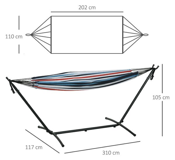 Outsunny Amaca Autoportante con Supporto, Altezza Regolabile e Borsa di Trasporto, 310x117x105 cm, Bianco | Aosom Italy