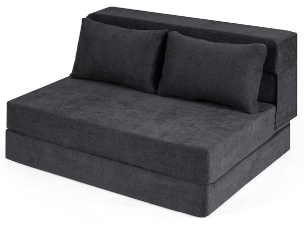 Divano letto multifunzione KOMFOTTEU, 3 in 1: poltrona reclinabile, divano letto con funzione letto, divano letto con rivestimento lavabile e 2 cuscini, divano a pavimento per soggiorno, camera da letto e appartamento (grigio, 82 x 103 x 58 cm)
