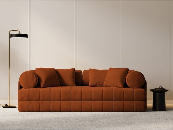 Divano color terracotta allungabile con rivestimento in velluto 206 cm Kemi – Cosmopolitan Design