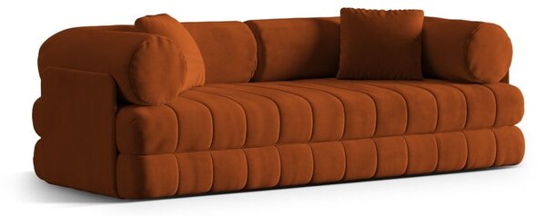 Divano color terracotta allungabile con rivestimento in velluto 206 cm Kemi – Cosmopolitan Design