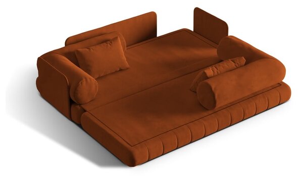 Divano color terracotta allungabile con rivestimento in velluto 206 cm Kemi – Cosmopolitan Design