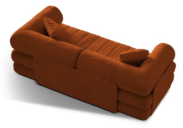 Divano color terracotta allungabile con rivestimento in velluto 206 cm Kemi – Cosmopolitan Design