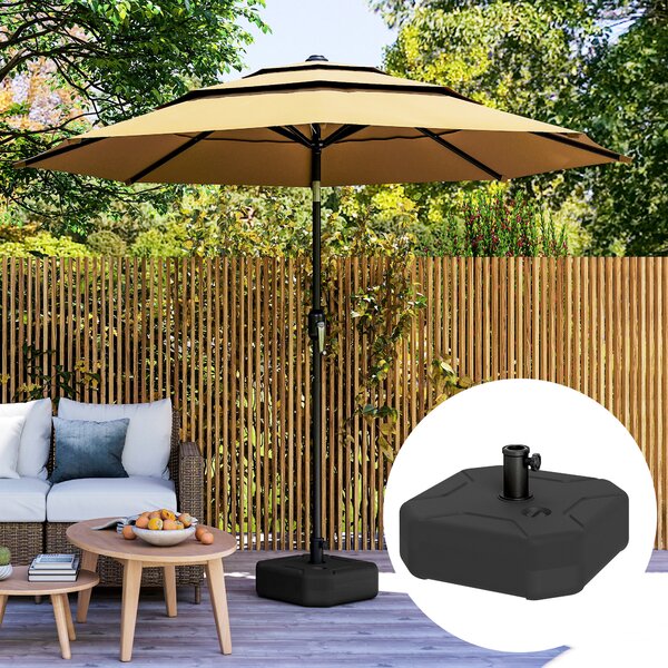 VivaGarden Base per Ombrellone Quadrata Riempibile con Sabbia o Acqua fino a 25kg 45x45x25 cm colore Nero