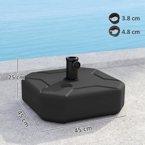 Outsunny Base per Ombrellone Quadrata Riempibile con Sabbia o Acqua fino a 25kg, Nero | Aosom Italy