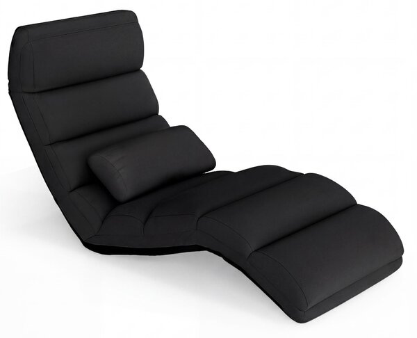 KOMFOTTEU, poltrona reclinabile pieghevole, lettino da terra con schienale regolabile in 5 posizioni e funzione relax, sedia pieghevole da terra con cuscino, poltrona imbottita, poltrona da terra ideale per gaming, riposo e lettura