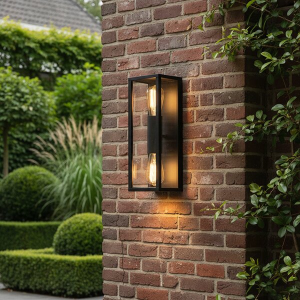 Applique da parete Industriale Nera 38 cm 2 luci IP44 - CHARLOIS