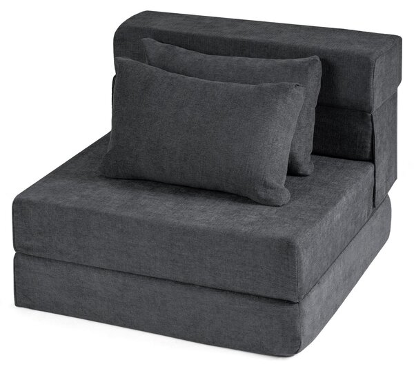 Divano letto KOMFOTTEU, 3 in 1: divano letto pieghevole con funzione letto, poltrona letto con rivestimento lavabile in tessuto di chenille, poltrona da pavimento con 2 cuscini, divano da pavimento per una persona