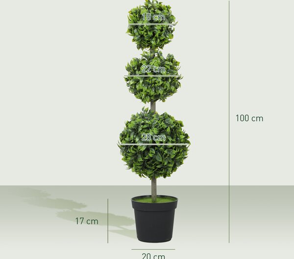 HOMCOM Piante Artificiali in Vaso, Foglie in Plastica, Terra Finta, Verde | Aosom Italy