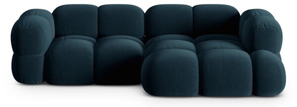 Divano angolare blu scuro (con penisola a destra/con chaise lounge) con rivestimento in velluto Loretto – Cosmopolitan Design