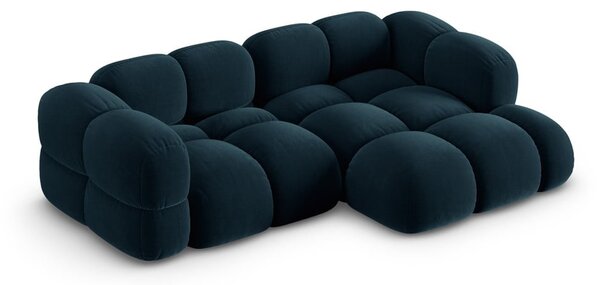 Divano angolare blu scuro (con penisola a destra/con chaise lounge) con rivestimento in velluto Loretto – Cosmopolitan Design