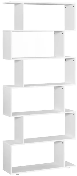 HomCom Libreria di Design Mobili Ufficio Scaffale in Legno 80x24x191cm Bianco Opaco|Aosom