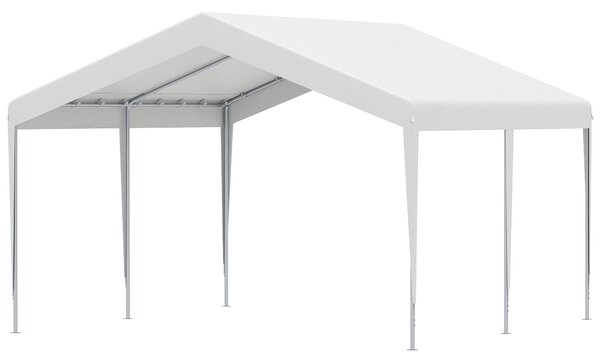 Outsunny Garage Portatile 4x4m con Tettoia per Macchine e Barche, Matrimoni, Feste, Gazebo da Giardino in Acciaio Zincato, Bianco