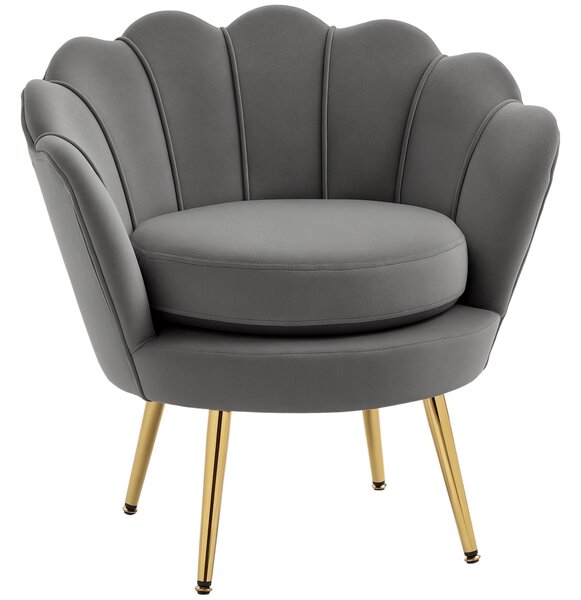 HOMCOM Poltrona Vintage di Design in Velluto Marrone, Poltroncina da Camera con Schienale Alto 76x67x74cm Marrone|Aosom