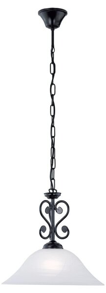 Lampada a sospensione in metallo e vetro, altezza 100,5 cm