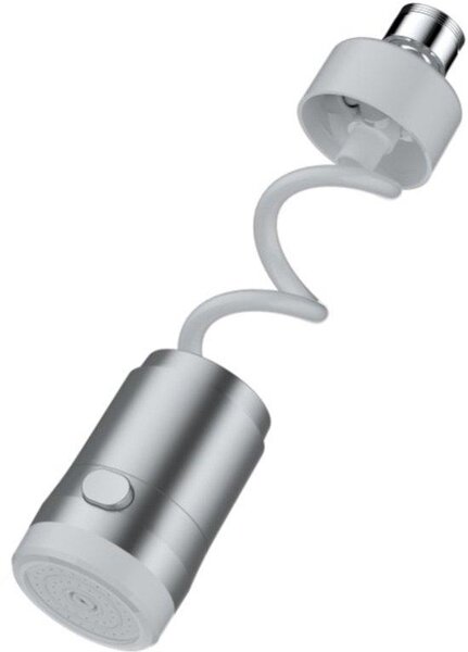 Supporto per rubinetto da cucina con testa girevole a 360°, doccetta e prolunga a risparmio idrico (bianco)