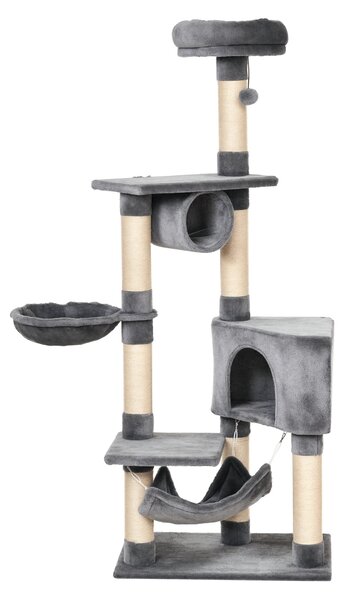 PawHut Albero tiragraffo per Gatti Torre Condominiale Multiripiano Altezza 150cm Stand con Giocattoli |Aosom