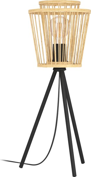 EGLO 43854, Nero, Naturale, Acciaio, Legno, Camera da letto, Sala da pranzo, Soggiorno, Nero, IP20, I