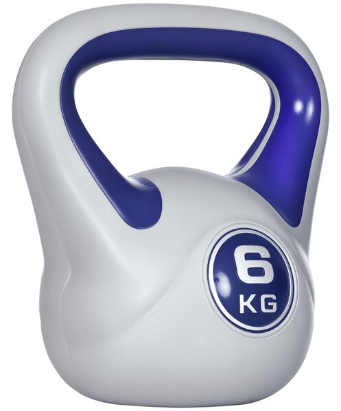 HOMCOM Kettlebell in PU con Sabbia 6Kg, Fondo Piatto, Maniglia Liscia Anti-Sfregamento, Viola | Aosom
