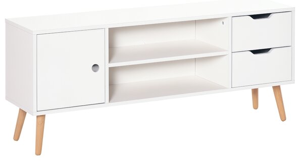 HOMCOM Mobile TV Moderno in Legno Bianco, Mobile Porta TV di Design per TV Max. 50" 120x28x44cm
