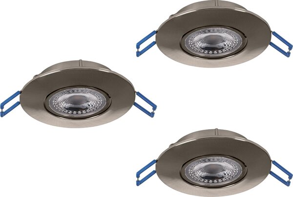 EGLO Zujar, faretti a incasso, 1 lampada, LED, 3000 K, 340 lm, nichel