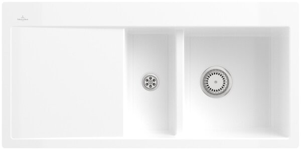 Lavello da incasso V&B Subway 60 Flat re, con scarico, funzionamento manuale, bianco