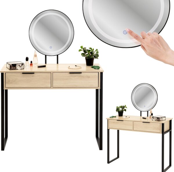JUMI LOFT toilette cosmetica con specchio per il trucco a LED con illuminazione del cassetto a soppalco
