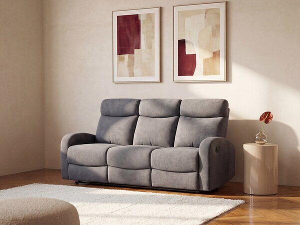 Divano relax 3 posti in Tessuto Grigio - EVELYN