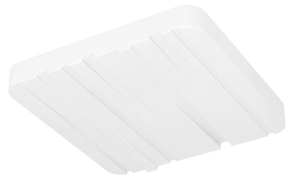 EGLO Plafoniera LED Ferentino, lampada da soffitto con decoro, pannello LED in plastica e metallo in bianco, illuminazione da soffitto bianco caldo, 28 x 28 cm