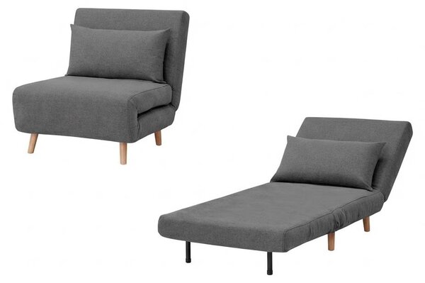 Pouf Letto Singolo Convertibile Pieghevole Ospiti 77x90x81cm / 190x77x42cm.Colore:Grigio Scuro