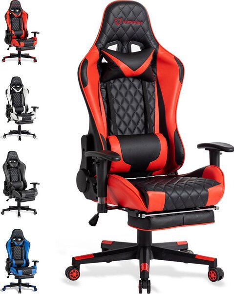 FOXSPORT Sedia da gioco Sedia da scrivania ergonomica Sedia da ufficio regolabile in altezza Sedia da computer per adulti Ragazze Ragazzi Sedia direzionale Sedia girevole Rosso