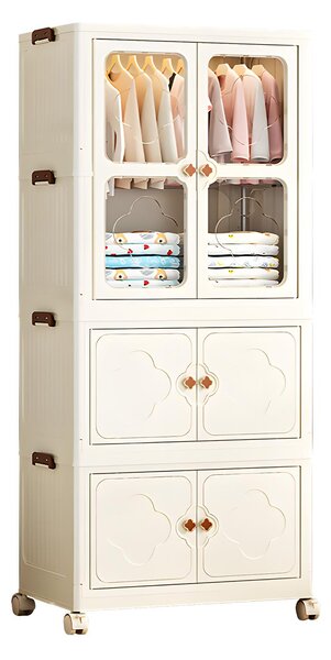 Armadio SevenComfort 143 x 65 x 39 cm Armadio multiuso pieghevole con ante magnetiche 10 appendini per soggiorno Camera da letto Bianco