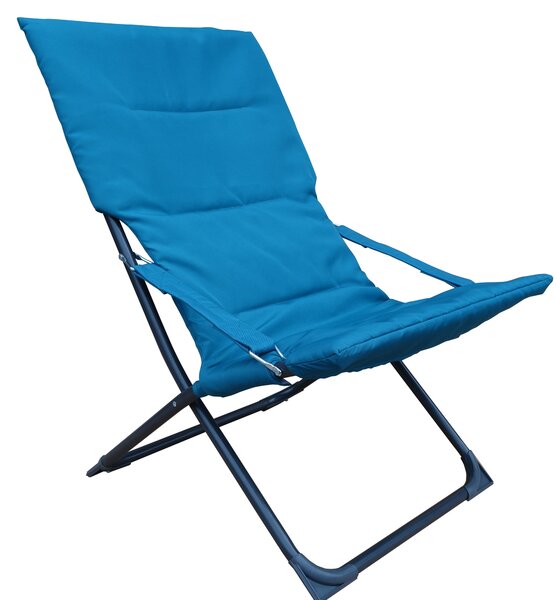 Sdraio Marsella pieghevole con braccioli in acciaio con seduta in poliestere blu