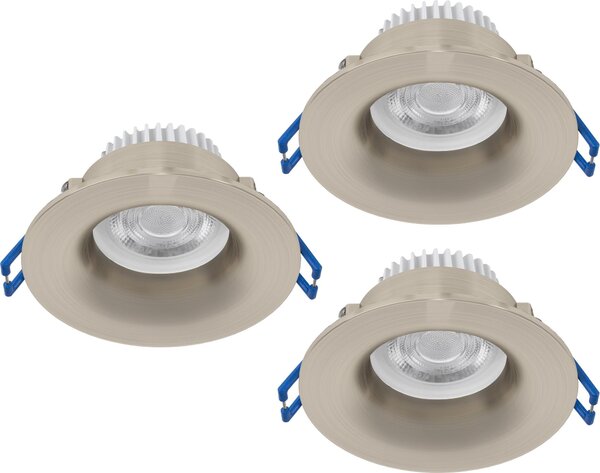 EGLO Set di 3 faretti da incasso Salabate, diametro 8,8 cm, faretti a soffitto per bagno, realizzati in alluminio, disponibili in luce calda, neutra e fredda, grado di protezione IP65