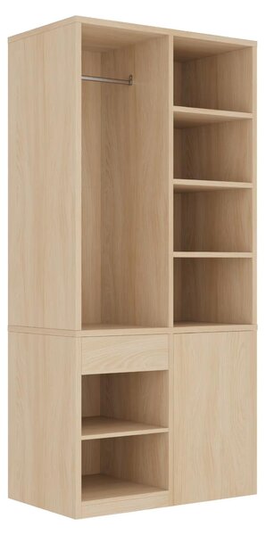 Armadio - Armadio da camera 70 x 50 x 170 cm - Cassetti - Diversi ripiani interni - Ampio spazio appendiabiti - Porta scorrevole - Colore naturale