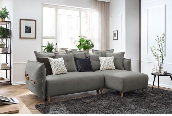 Divano letto angolare grigio chiaro (variabile) Nessa - Bobochic Paris