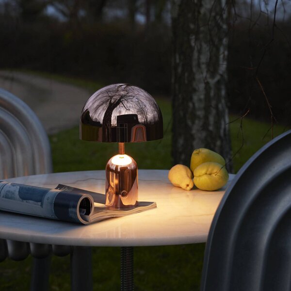 Tom Dixon Lampada da tavolo a batteria BELL PORTABLE, rame, 28 cm IP44 dimmerabile, Rame, Soggiorno / Sala da pranzo, Plastica, Design