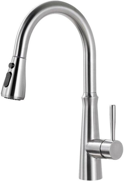 Rubinetto da cucina in acciaio inossidabile, rubinetto da cucina estraibile ad alta pressione, rubinetto da cucina orientabile a 360 gradi con 2 tipi di getto d'acqua, rubinetto da cucina in acciaio inossidabile, nichel spazzolato