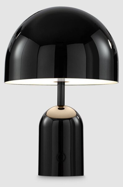 Tom Dixon Lampada da tavolo a batteria BELL PORTABLE, nera, 28 cm IP44 dimmerabile, Nero, Soggiorno / Sala da pranzo, Plastica, Design