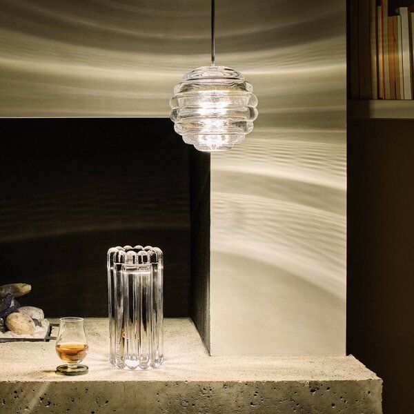 Tom Dixon Lampada a sospensione in vetro Press Sphere, dimmerabile, Chiaro / Trasparente, Soggiorno / Sala da pranzo, Vetro, Design, Lampada a sospensione