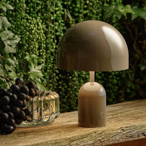 Tom Dixon Lampada da tavolo a batteria BELL PORTABLE, taupe, 28 cm IP44 dimmerabile, Soggiorno / Sala da pranzo, Plastica, Design