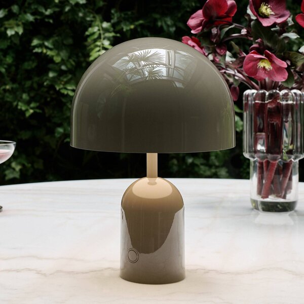 Tom Dixon Lampada da tavolo a batteria BELL PORTABLE, taupe, 28 cm IP44 dimmerabile, Soggiorno / Sala da pranzo, Plastica, Design