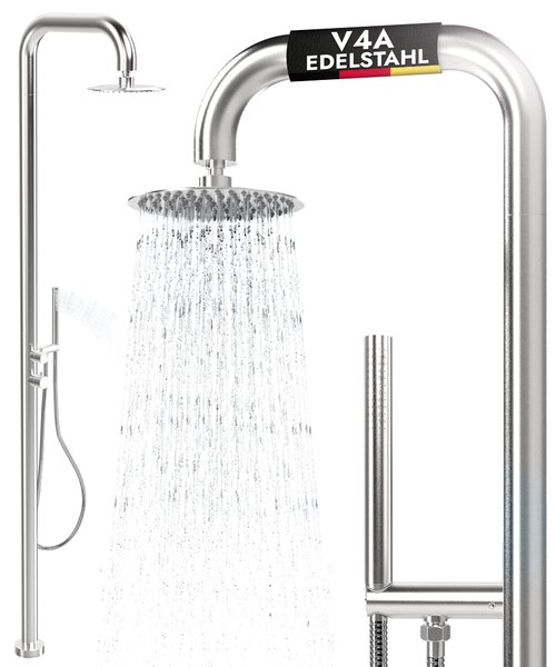 Doccia da esterno 316 / V4A in acciaio inox doccia da giardino collegamento caldo/freddo doccia a mano doccia ad acqua calda doccia ad acqua fredda
